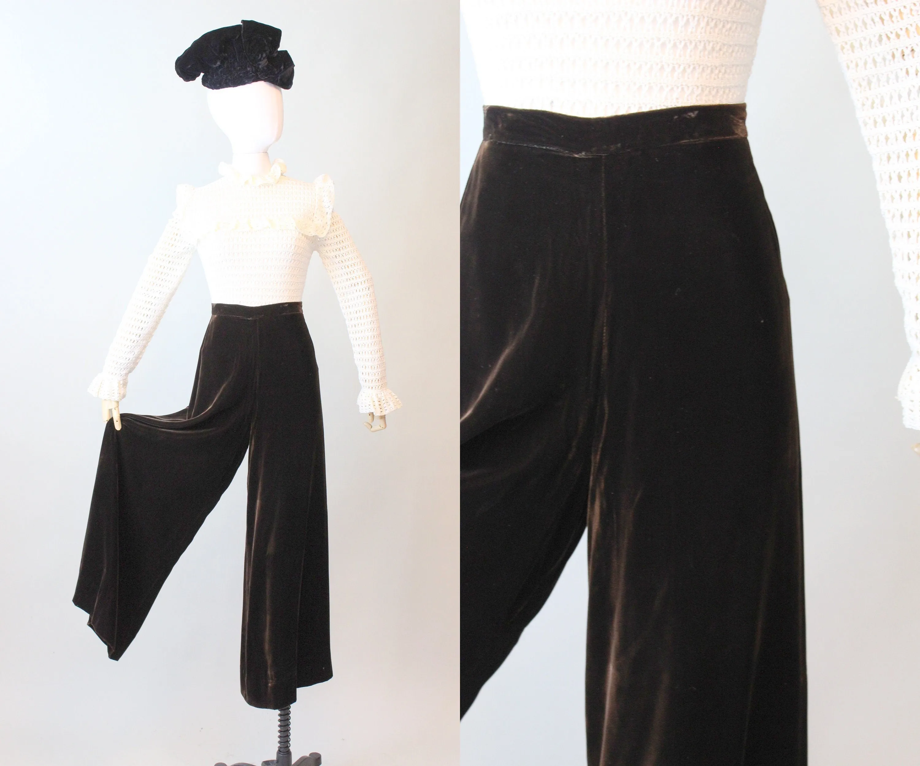 1940s VELVET PALAZZO pants trousers WIDE leg xs | new fall