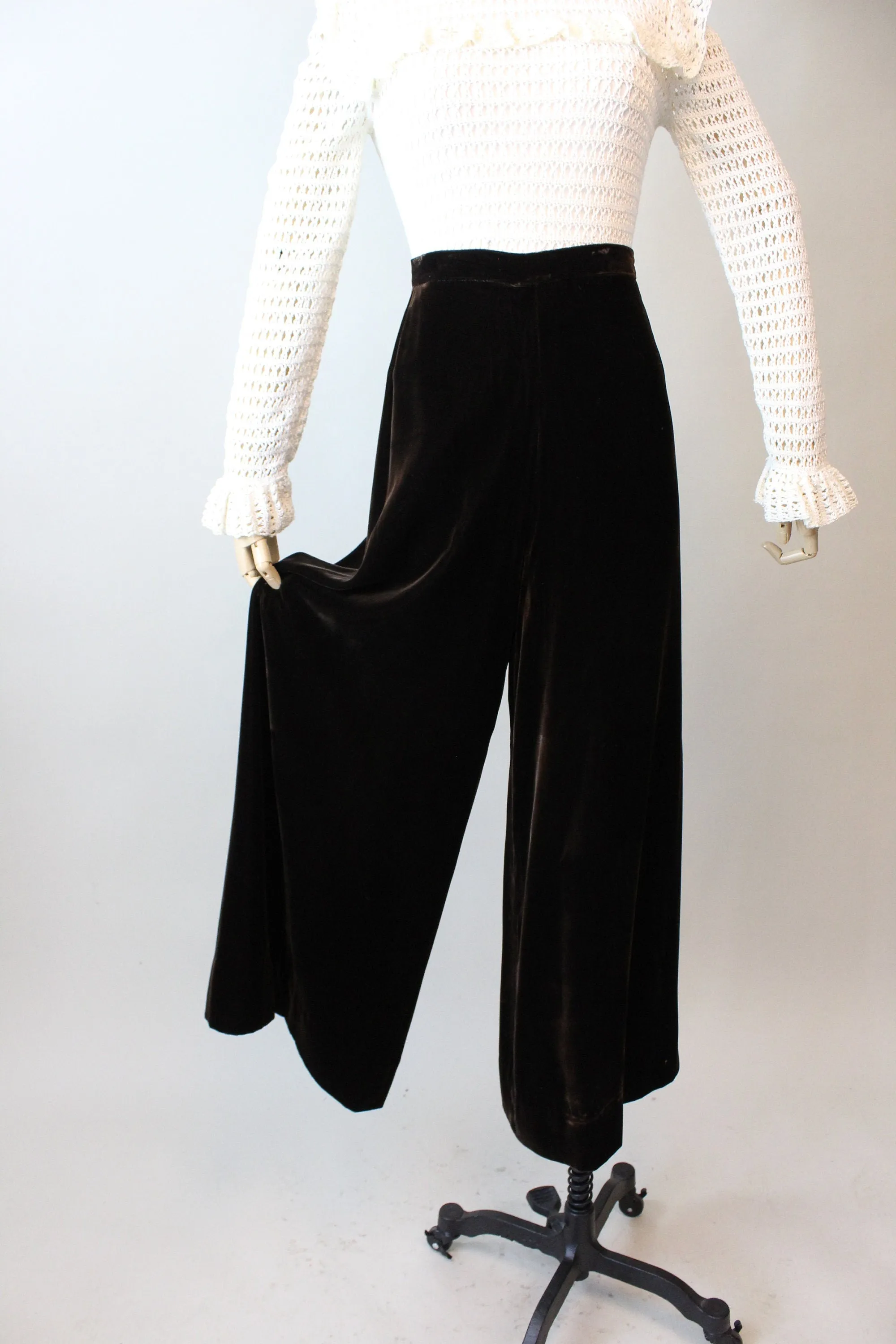 1940s VELVET PALAZZO pants trousers WIDE leg xs | new fall