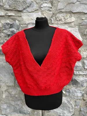 80s red squares knitted gilet uk 14