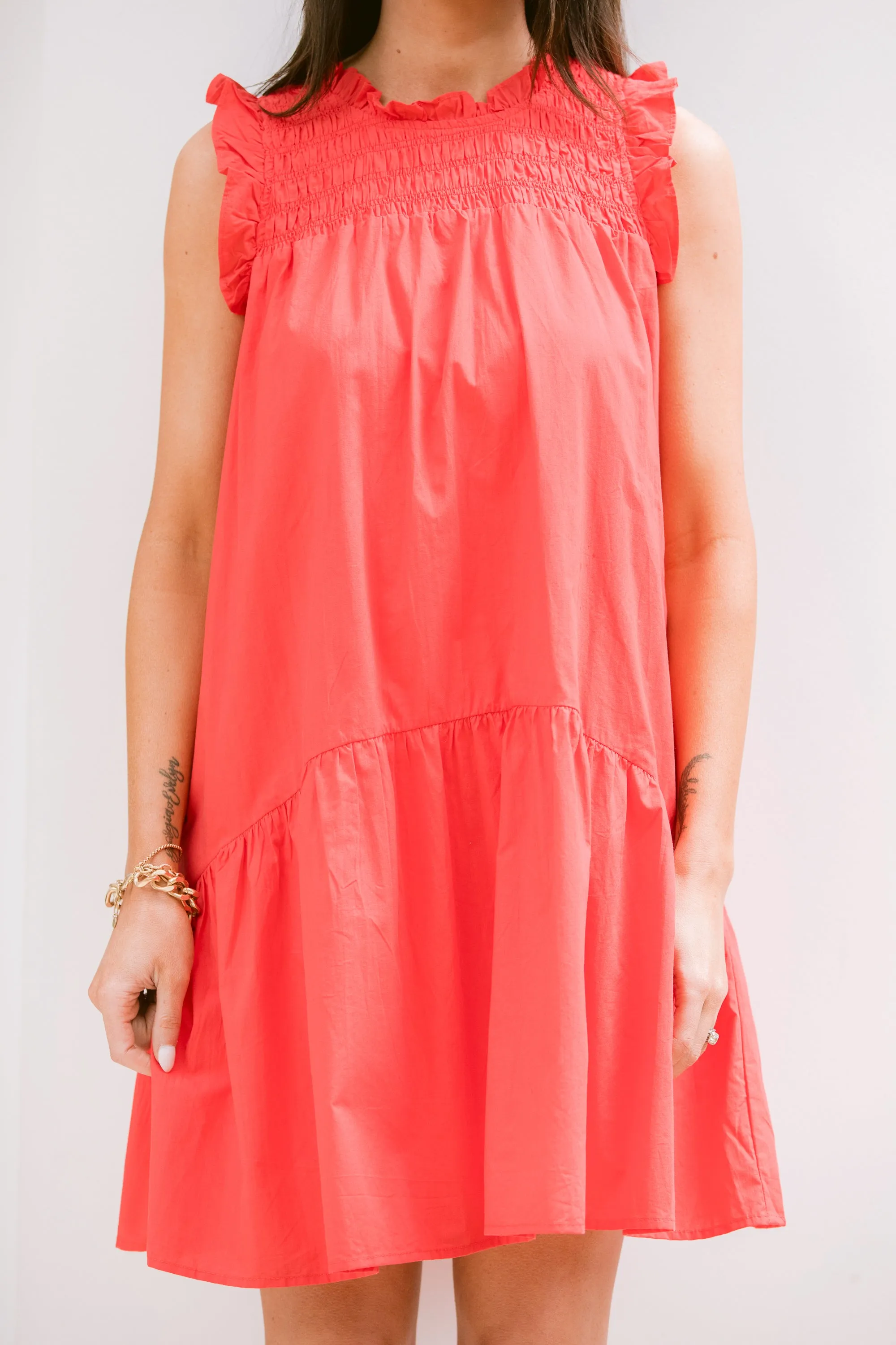 Acknowledged Beauty Coral Red Babydoll Dress