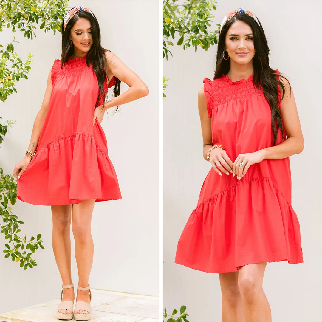 Acknowledged Beauty Coral Red Babydoll Dress