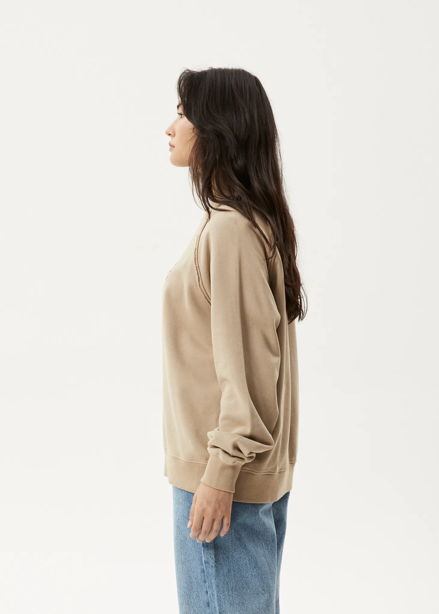 AFENDS Womens Cutback - Raglan Crewneck - Taupe