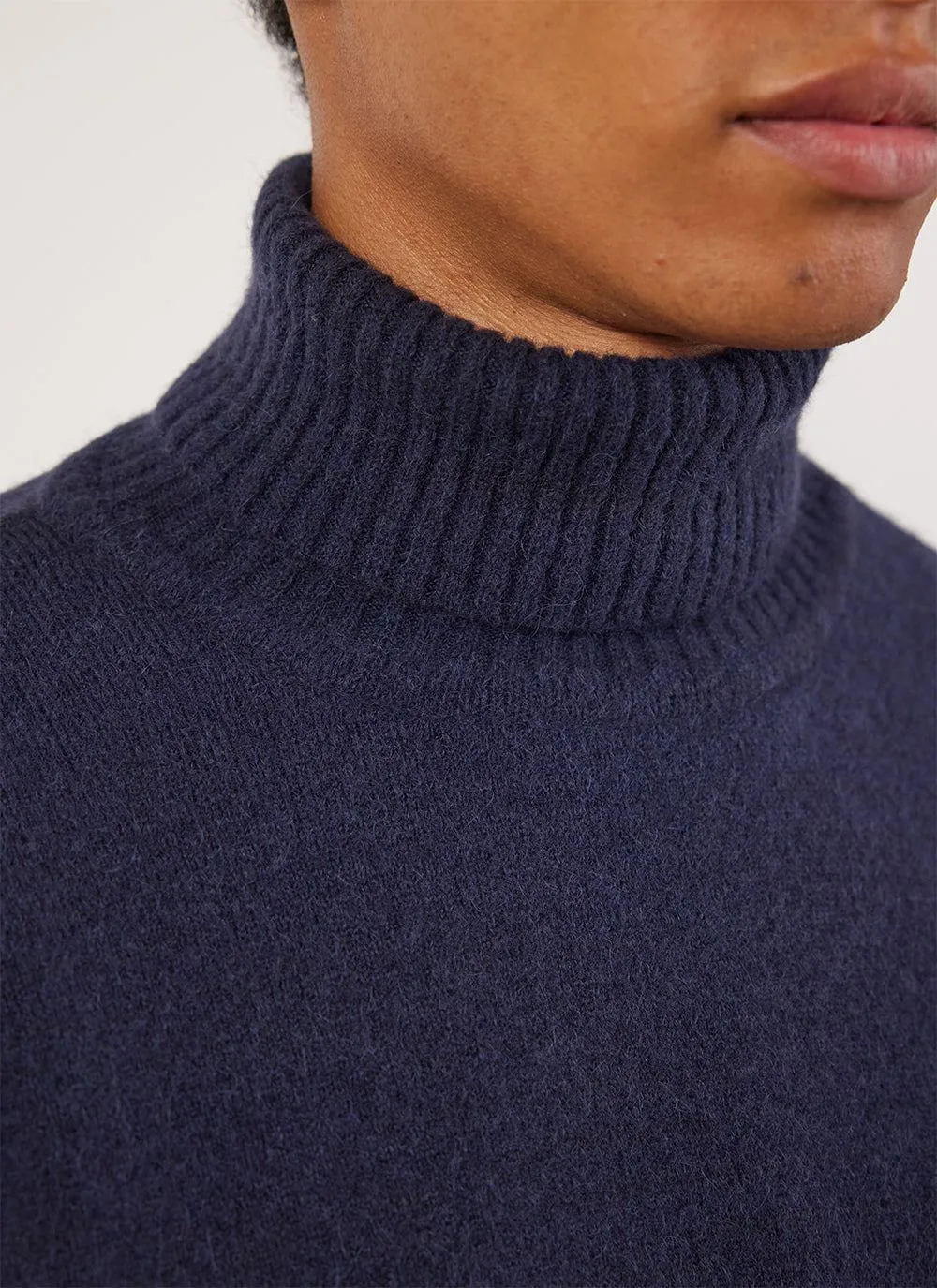 Auxiliary Roll Neck Jumper | Alpaca Wool | Navy