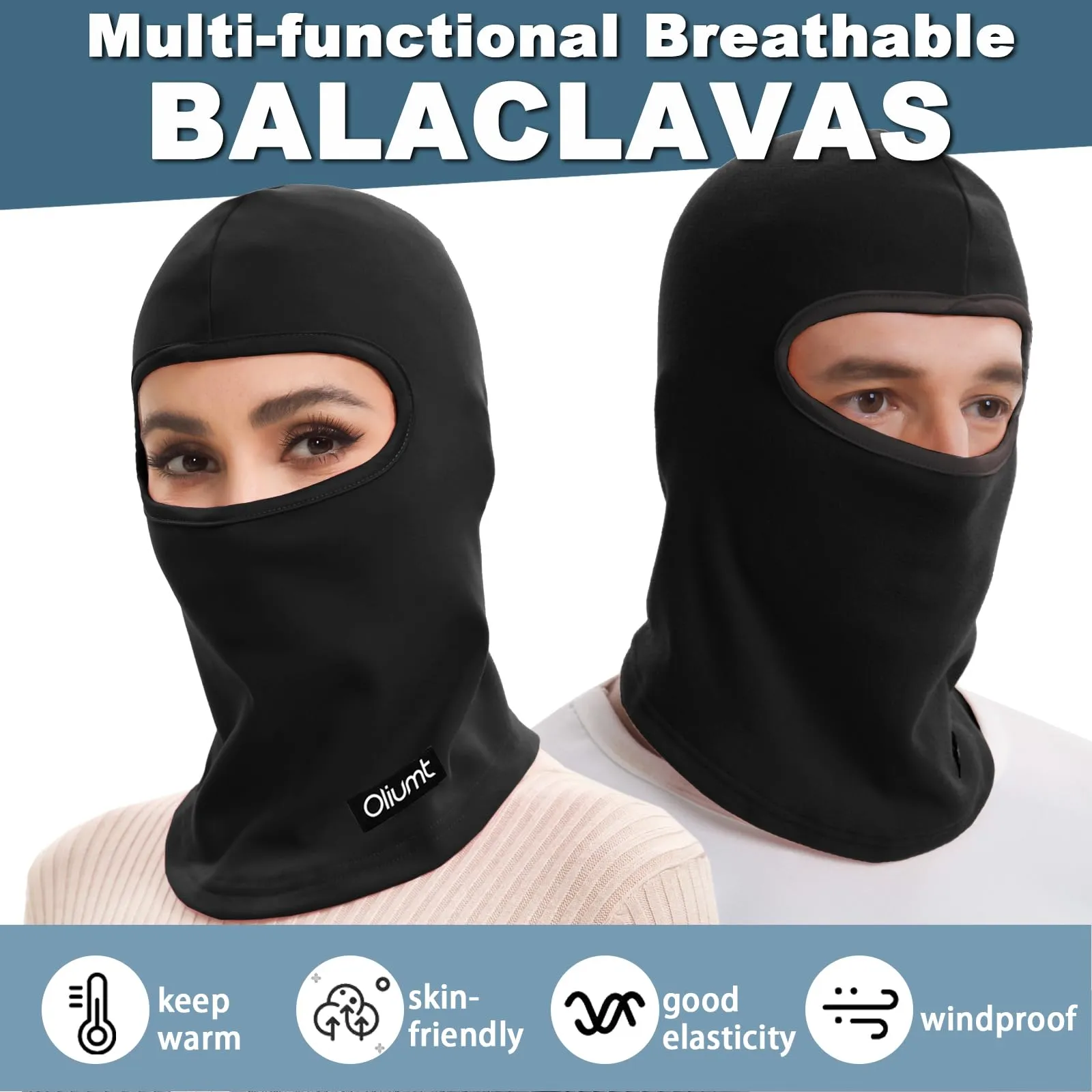 Balaclava Ski Mask Head Mask Full Face Mask Windproof Face Cover (US, Alpha, One Size, Black)