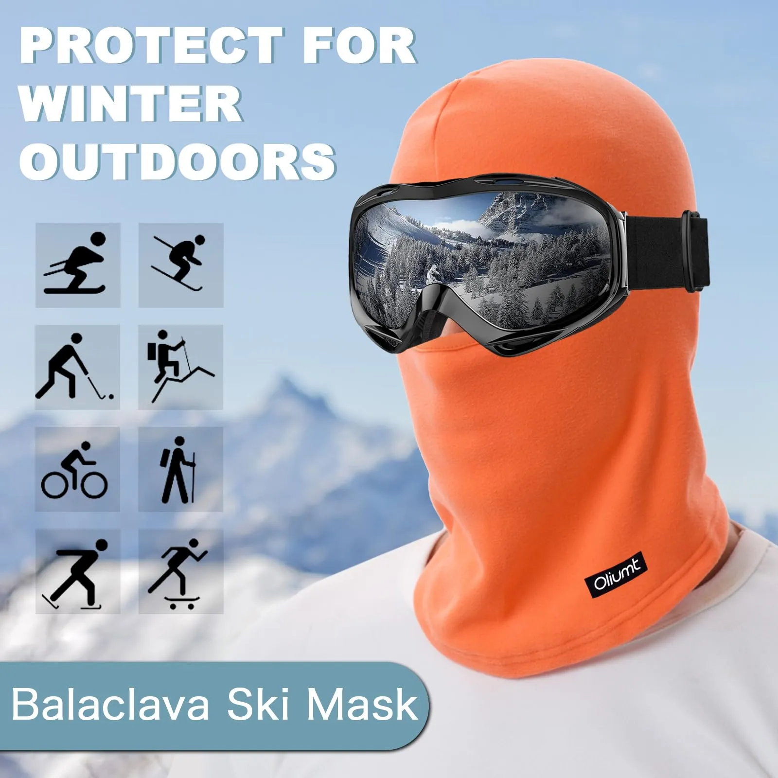 Balaclava Ski Mask Head Mask Full Face Mask Windproof Face Cover (US, Alpha, One Size, Black)