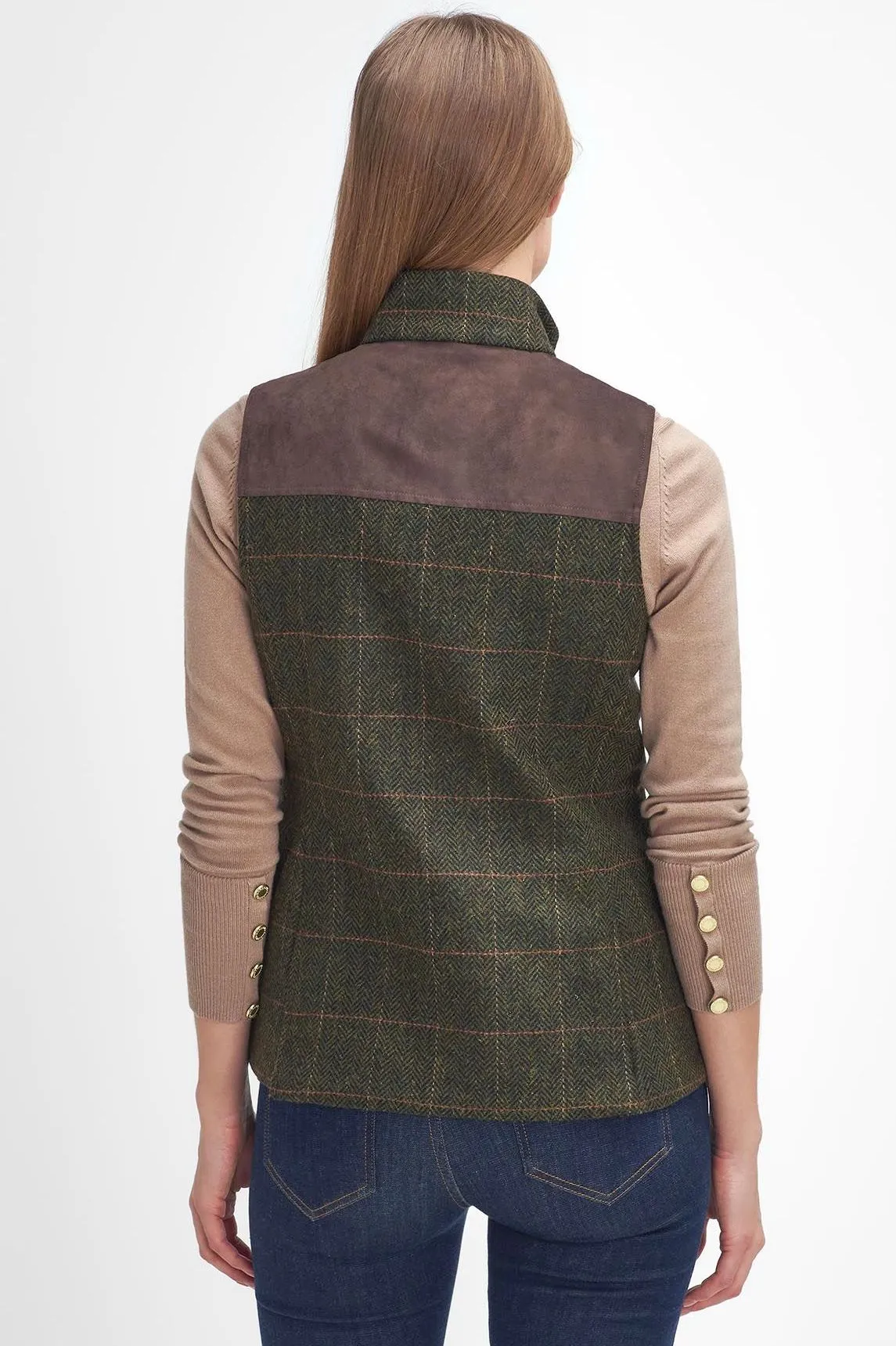 Barbour Gilet Glades Ladies wool Gilet in Olive tartan tweed LWO0239OL91