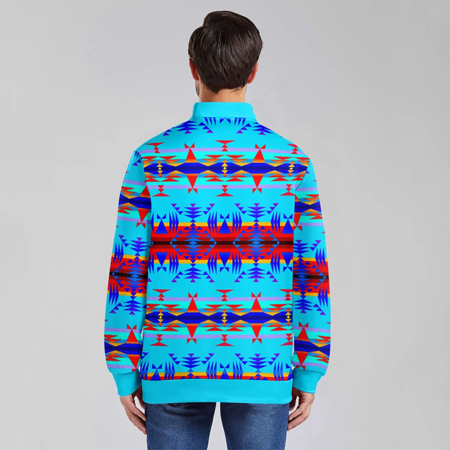 Between the Mountains Blue Zippered Collared Lightweight Jacket