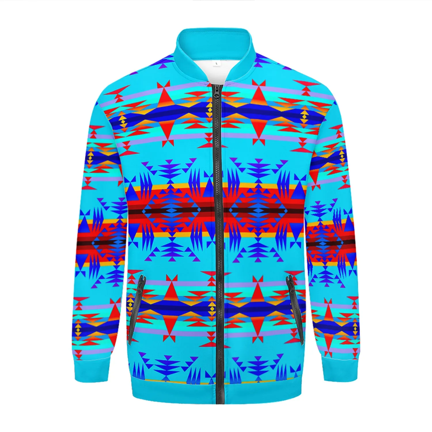 Between the Mountains Blue Zippered Collared Lightweight Jacket