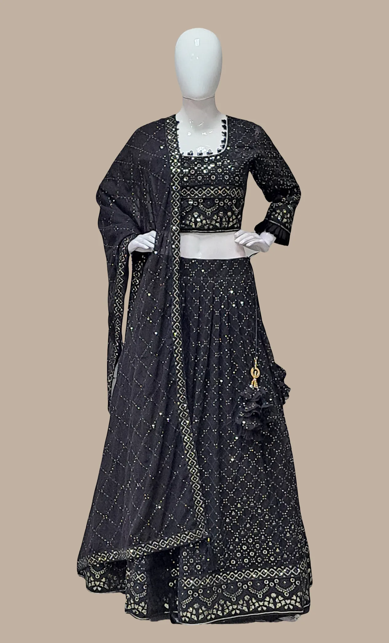 Black Embroidered Choli Set