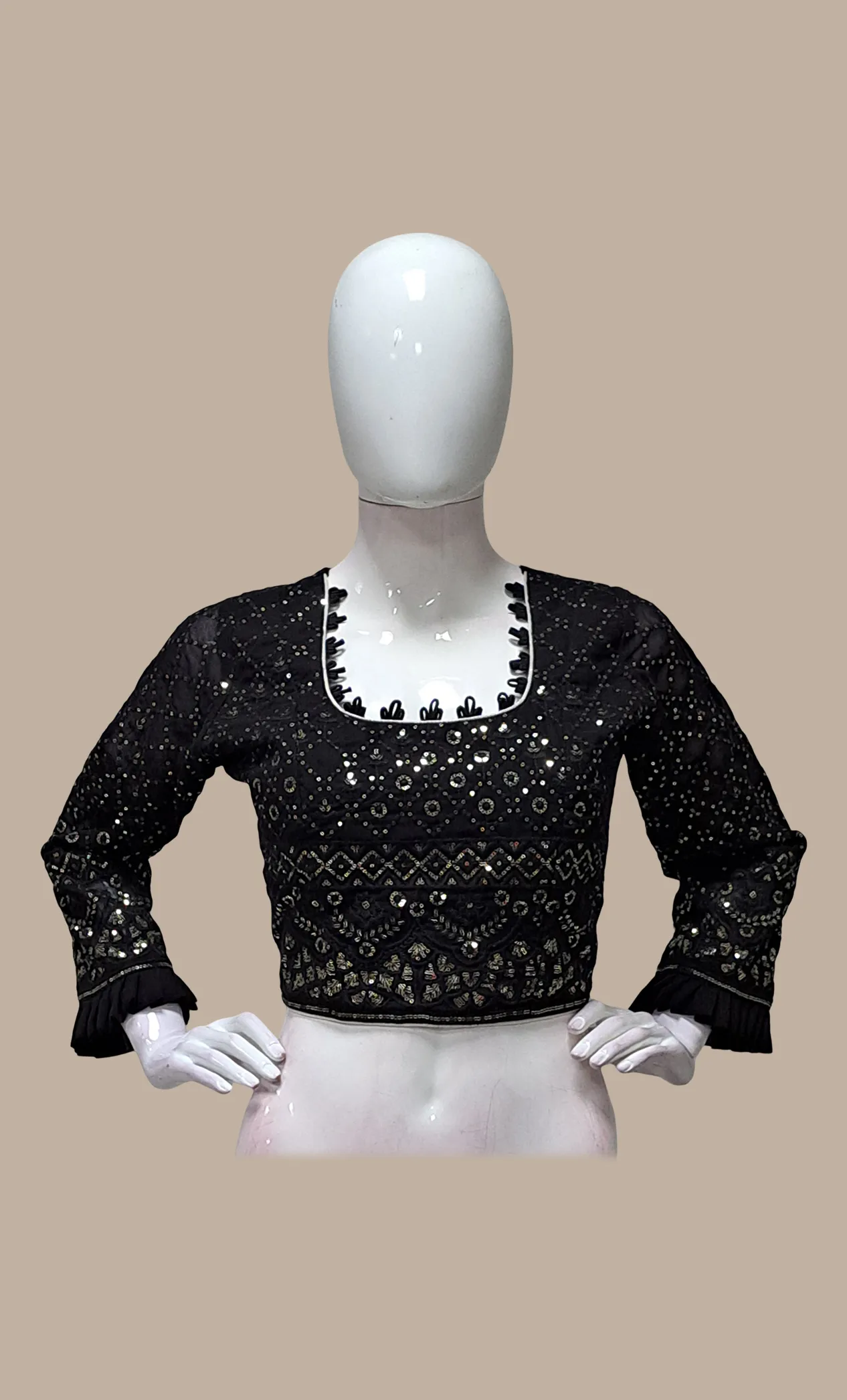 Black Embroidered Choli Set