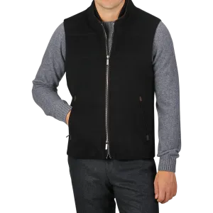 Black Water Repellent Cashmere Gilet