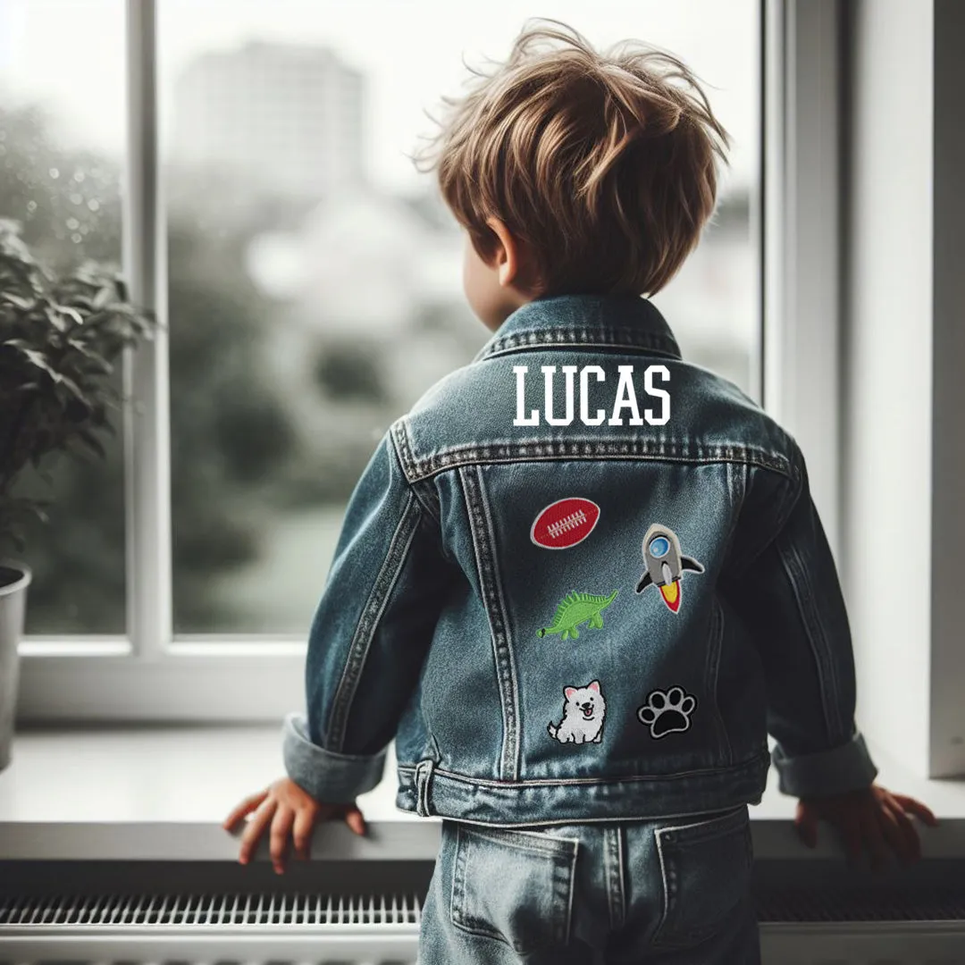 (Blue Denim) Kids Patch Jacket Gift