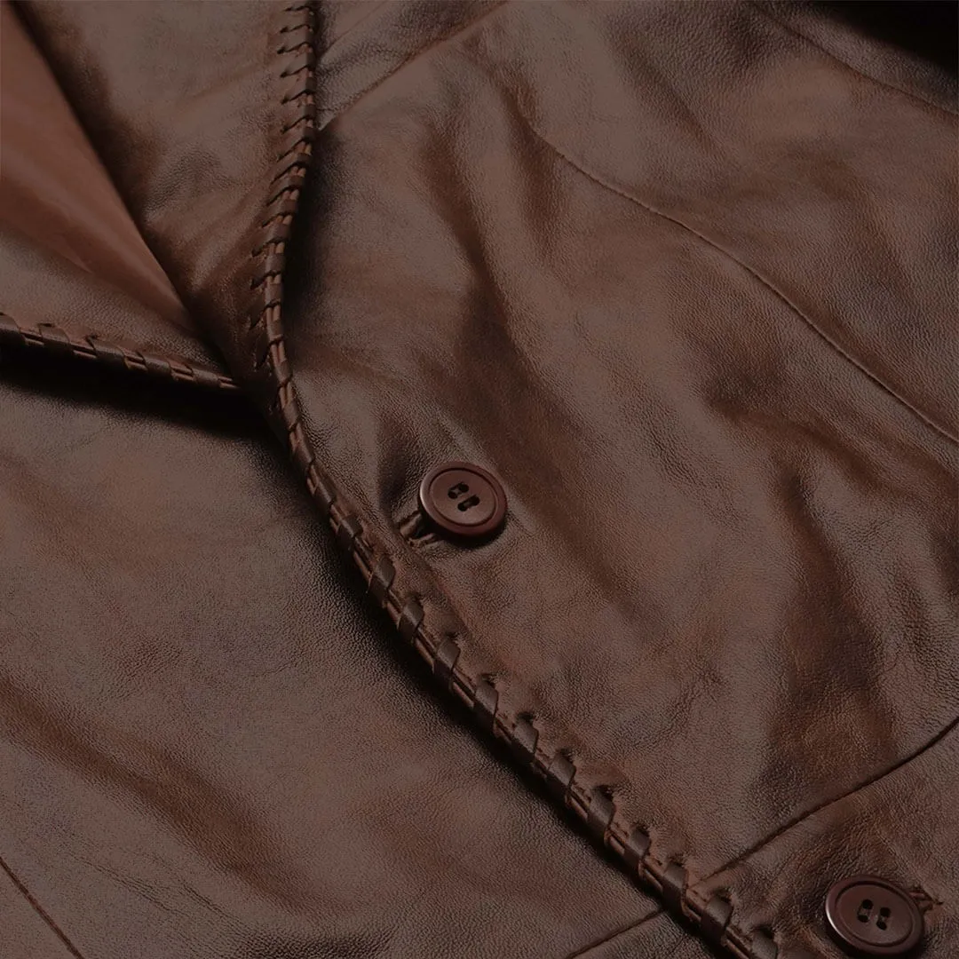 Brown Leather Blazer coat