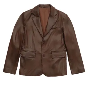 Brown Leather Blazer coat