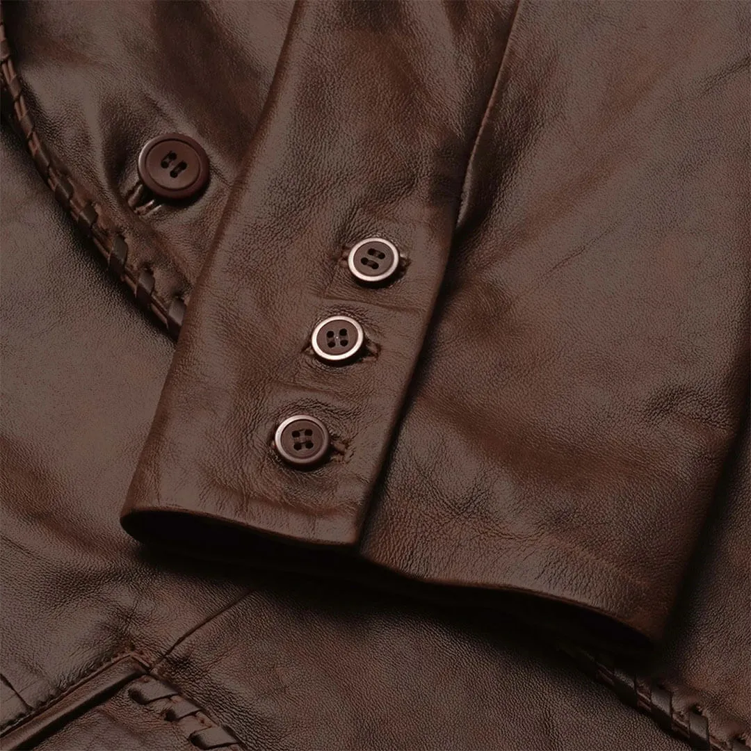 Brown Leather Blazer coat