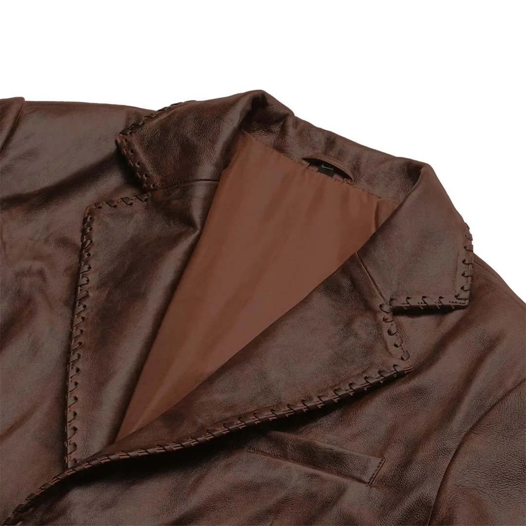 Brown Leather Blazer coat