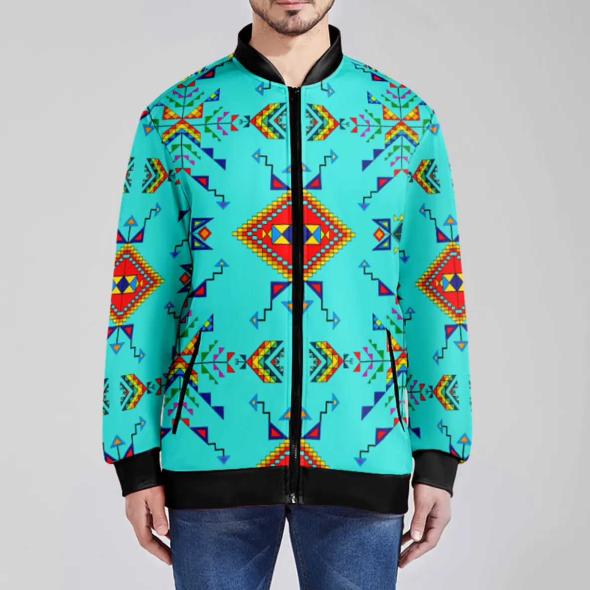 Buffalo Jump Turquoise Zippered Collared Lightweight Jacket