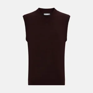 Burgundy Fine Merino V-Neck Vest