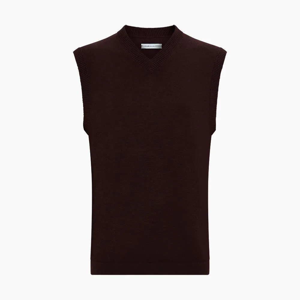 Burgundy Fine Merino V-Neck Vest