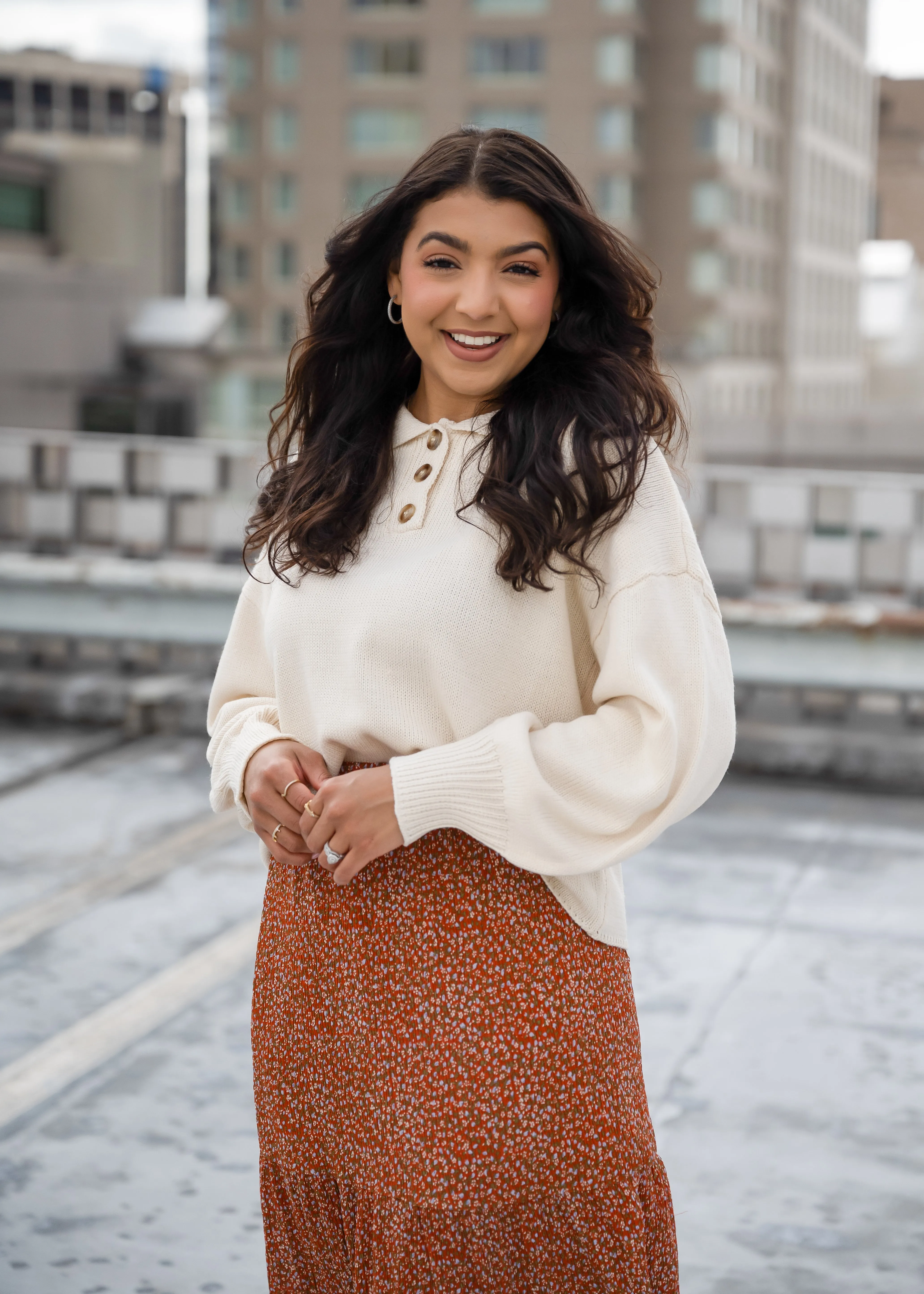 Cancun Rust Floral Skirt