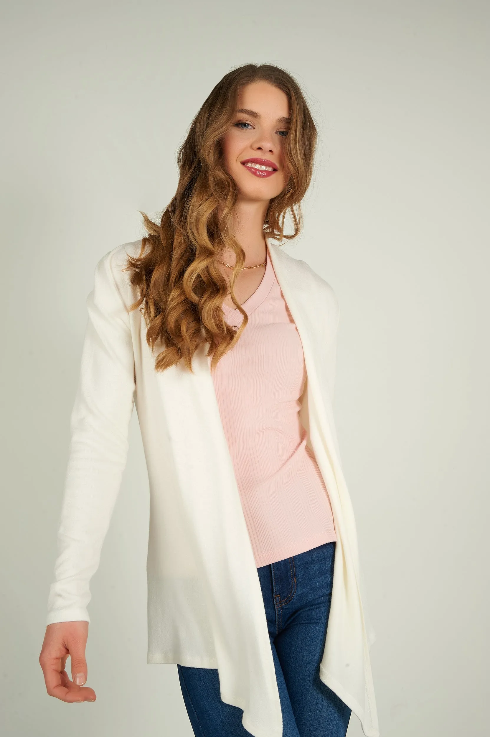 Cardigan mi-long ouvert - 13148 - (R-B3)