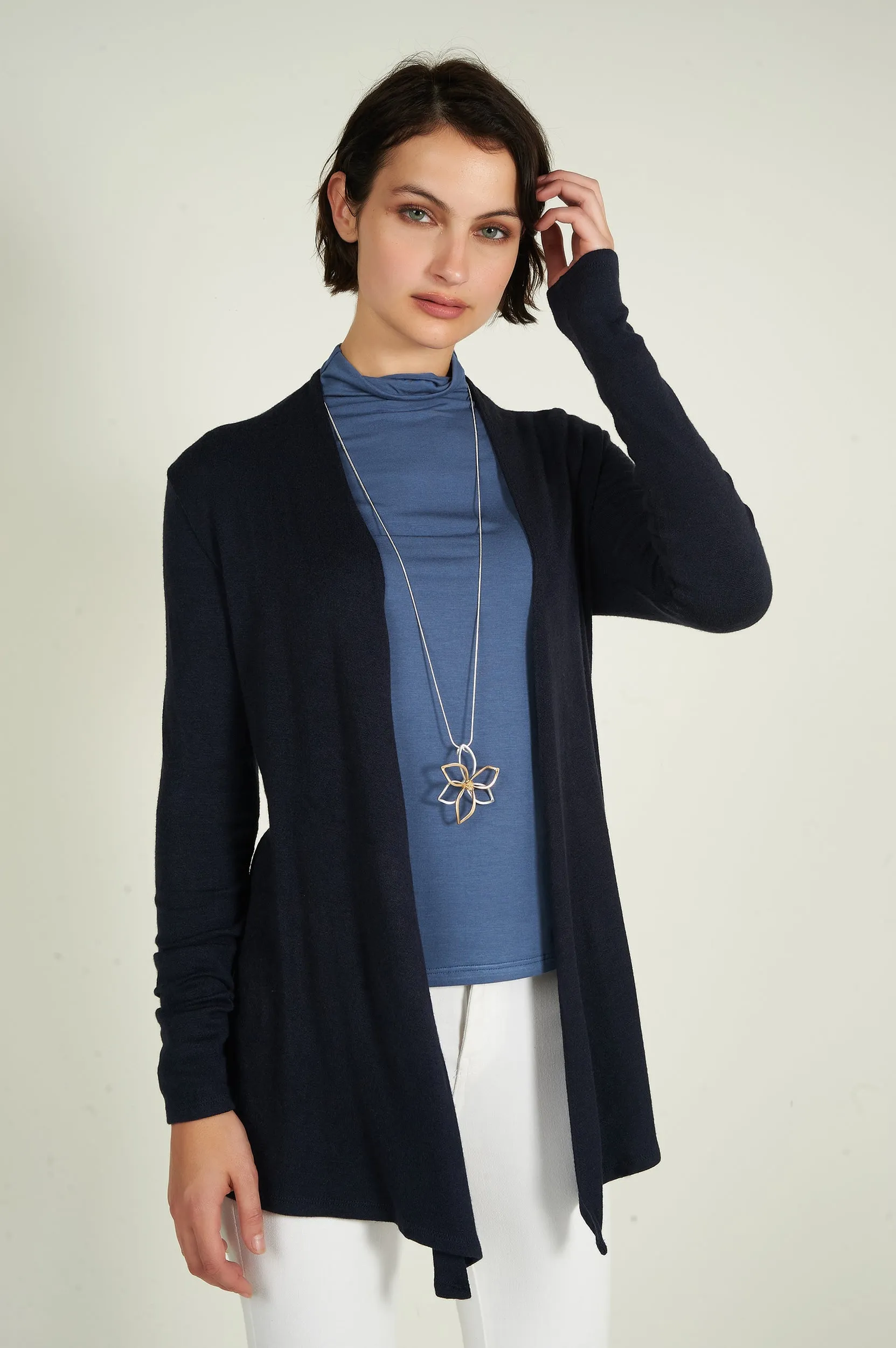 Cardigan mi-long ouvert - 13148 - (R-B3)