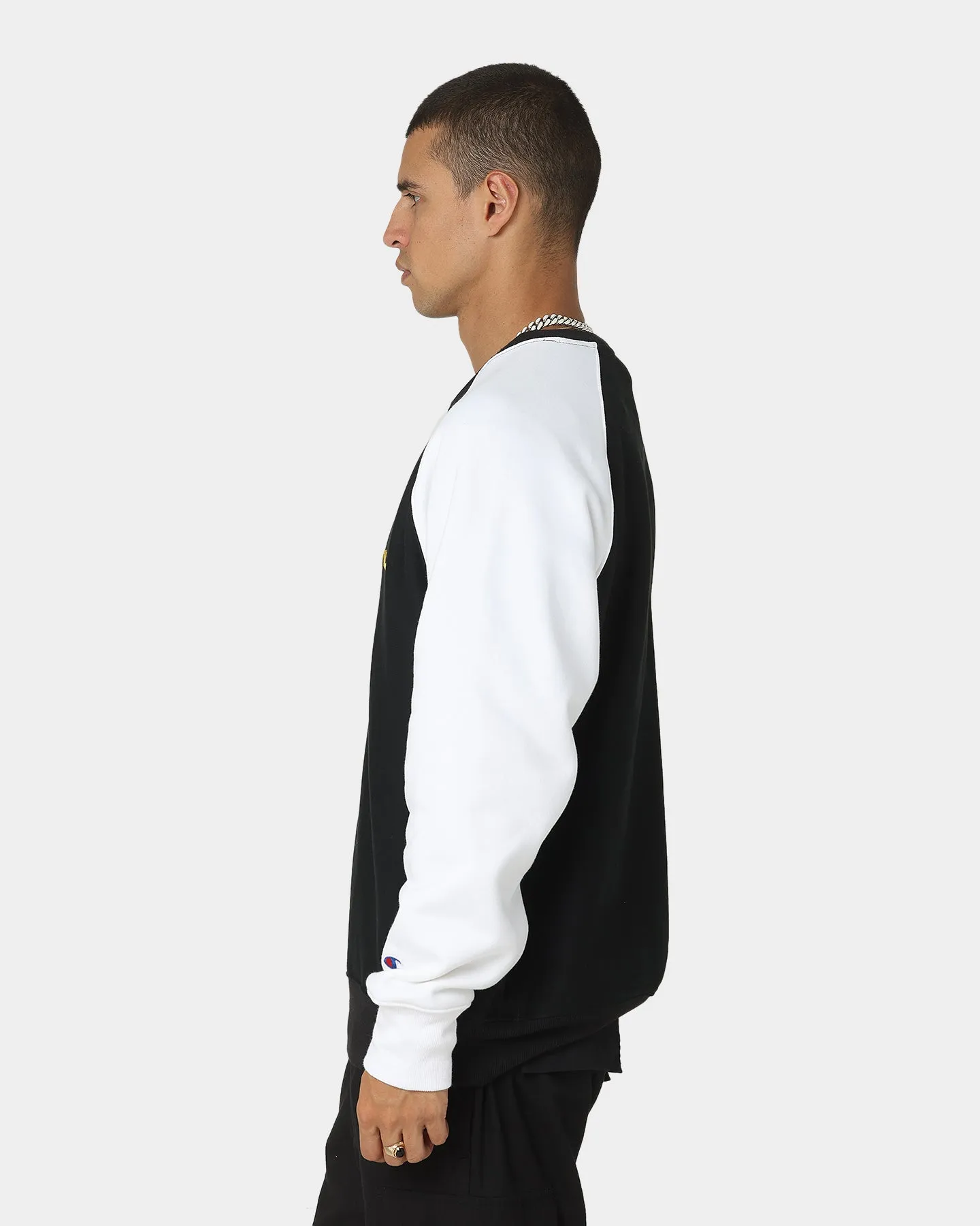 Champion Reverse Weave Raglan Crew Black/Gold