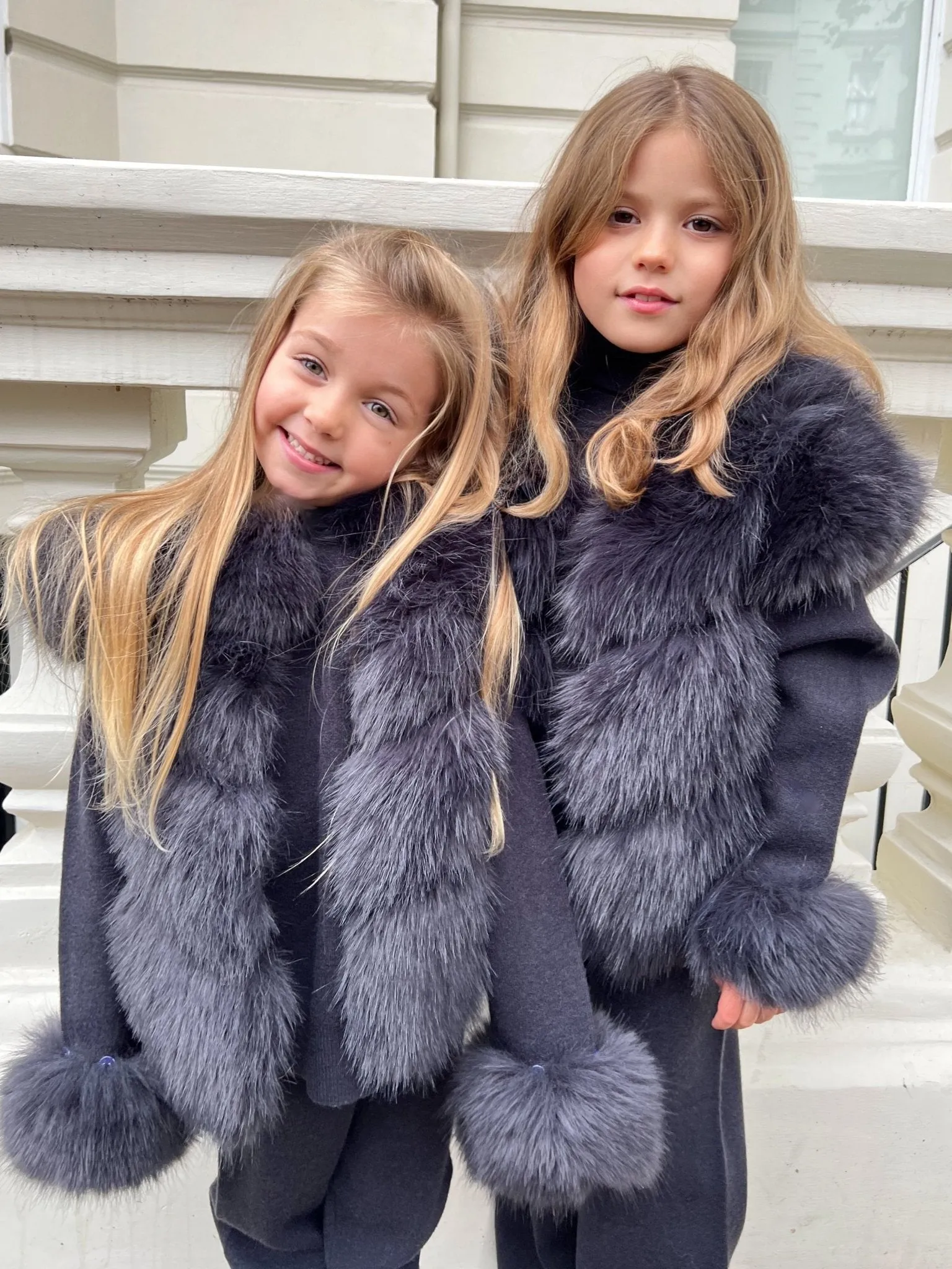 Childrens Charcoal Premium Faux Fur Short Gilet