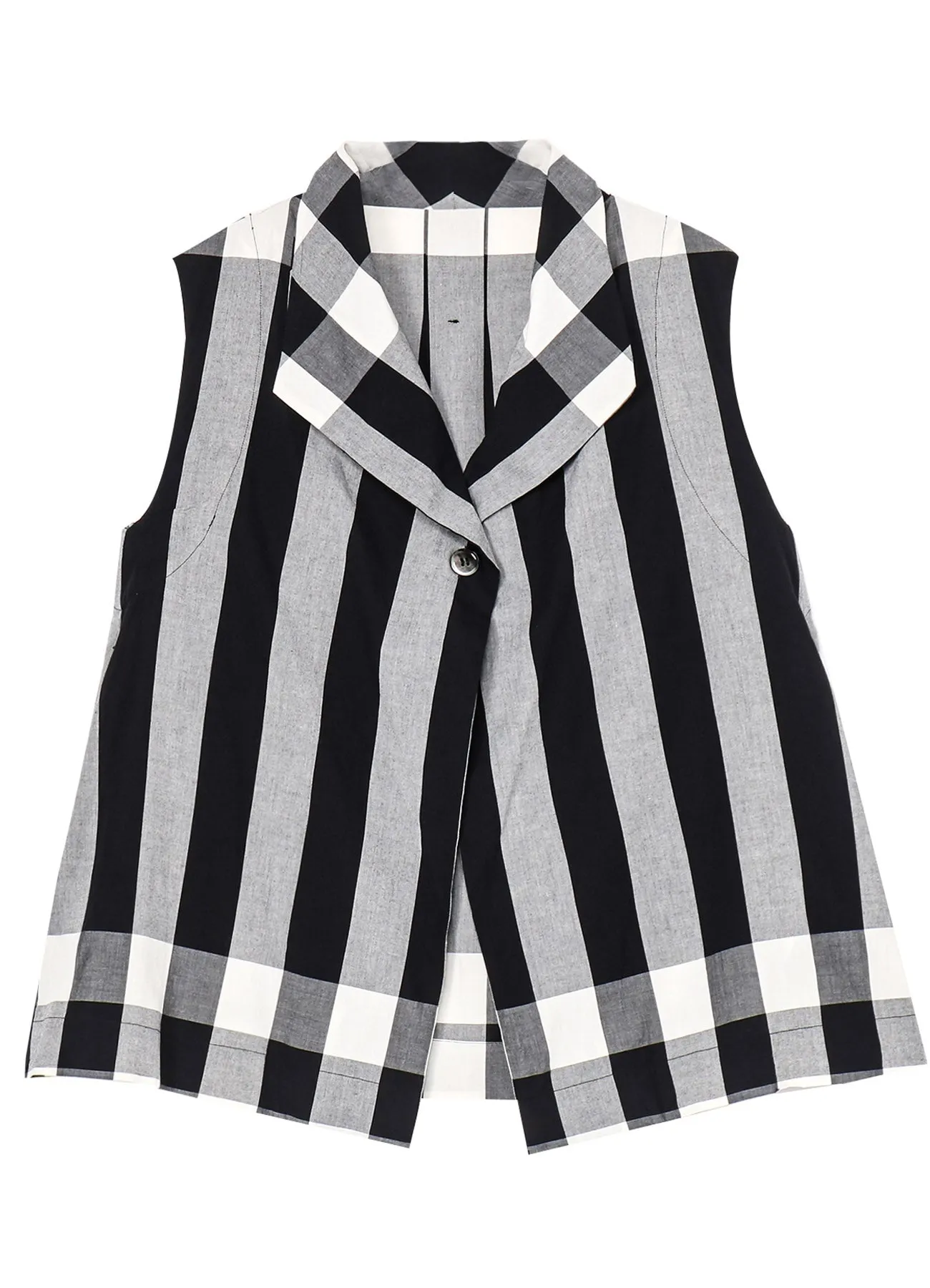 COTTON PLAID STRIPE GILET