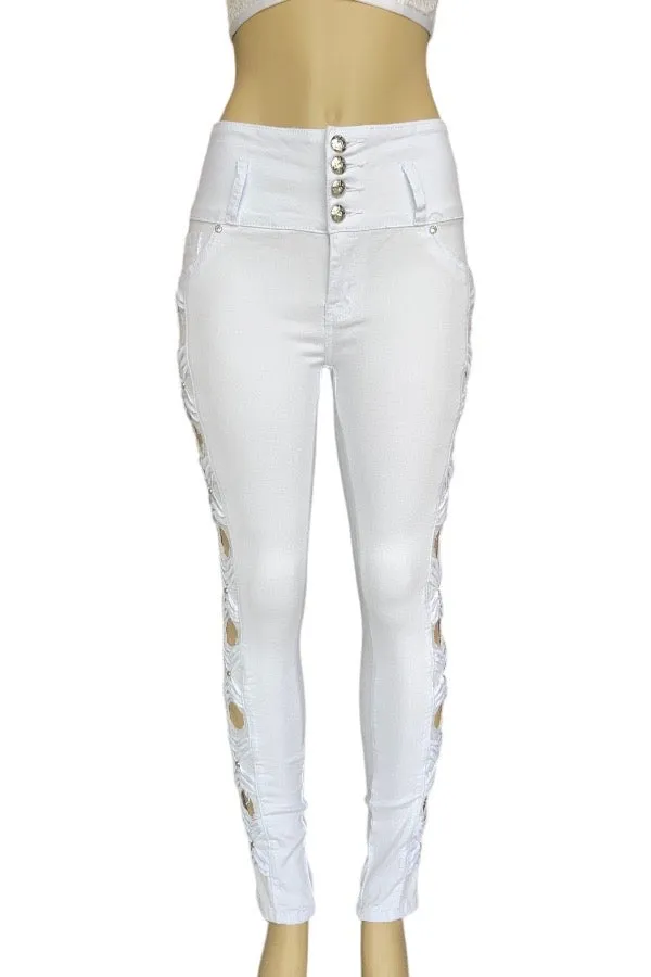 Couture Cut-Out Studded Jeans