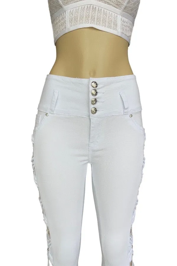 Couture Cut-Out Studded Jeans