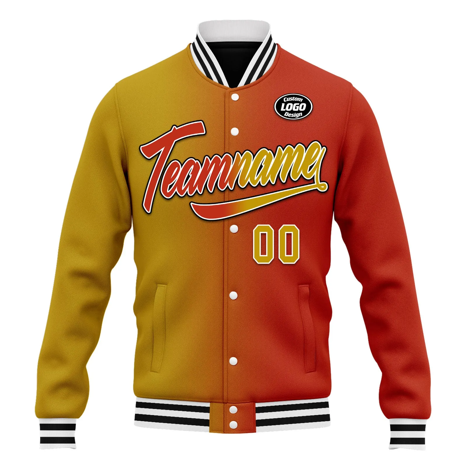 Custom Gradient Fashion Jacket Bomber Full-Snap Varsity Letterman Personalized Jacket FZ005-D028015-17