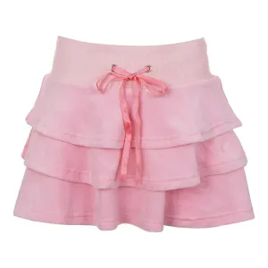 Cutecore Sweet Pink Velour Autumn Skirt Women Korean Shirring High Waist A-Line Skirts Mini Three-Layer Birthday