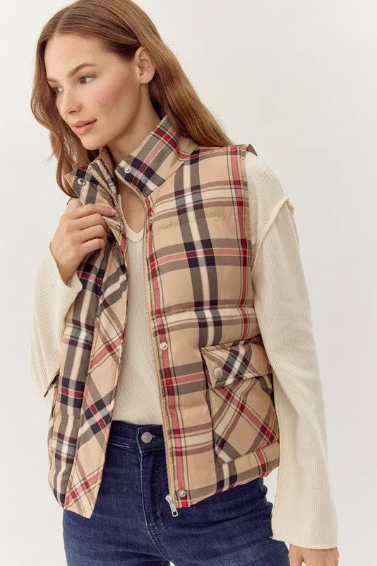 Deborah Plaid Check Print Vest S-XL