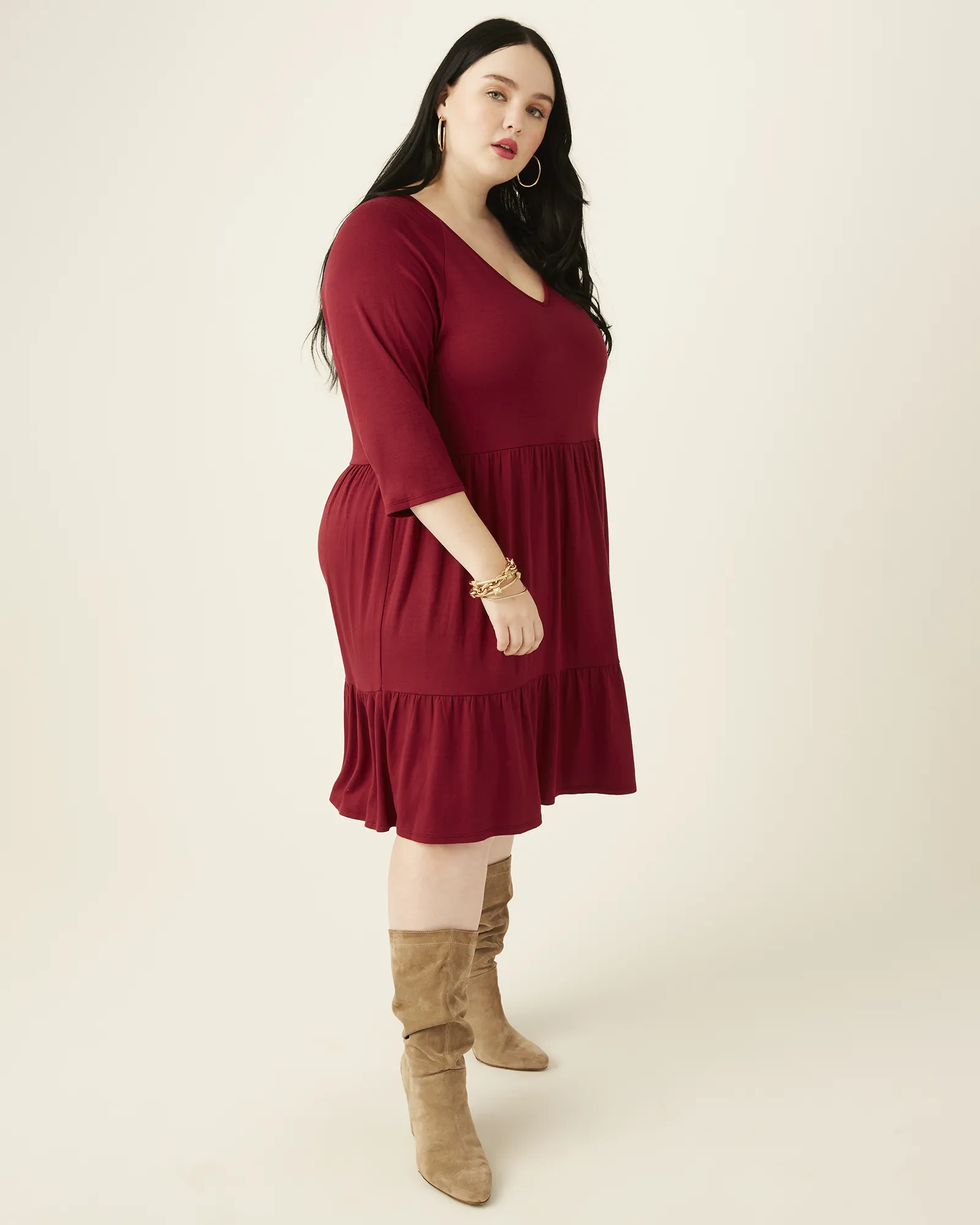 Diana Babydoll Dress | Maroon