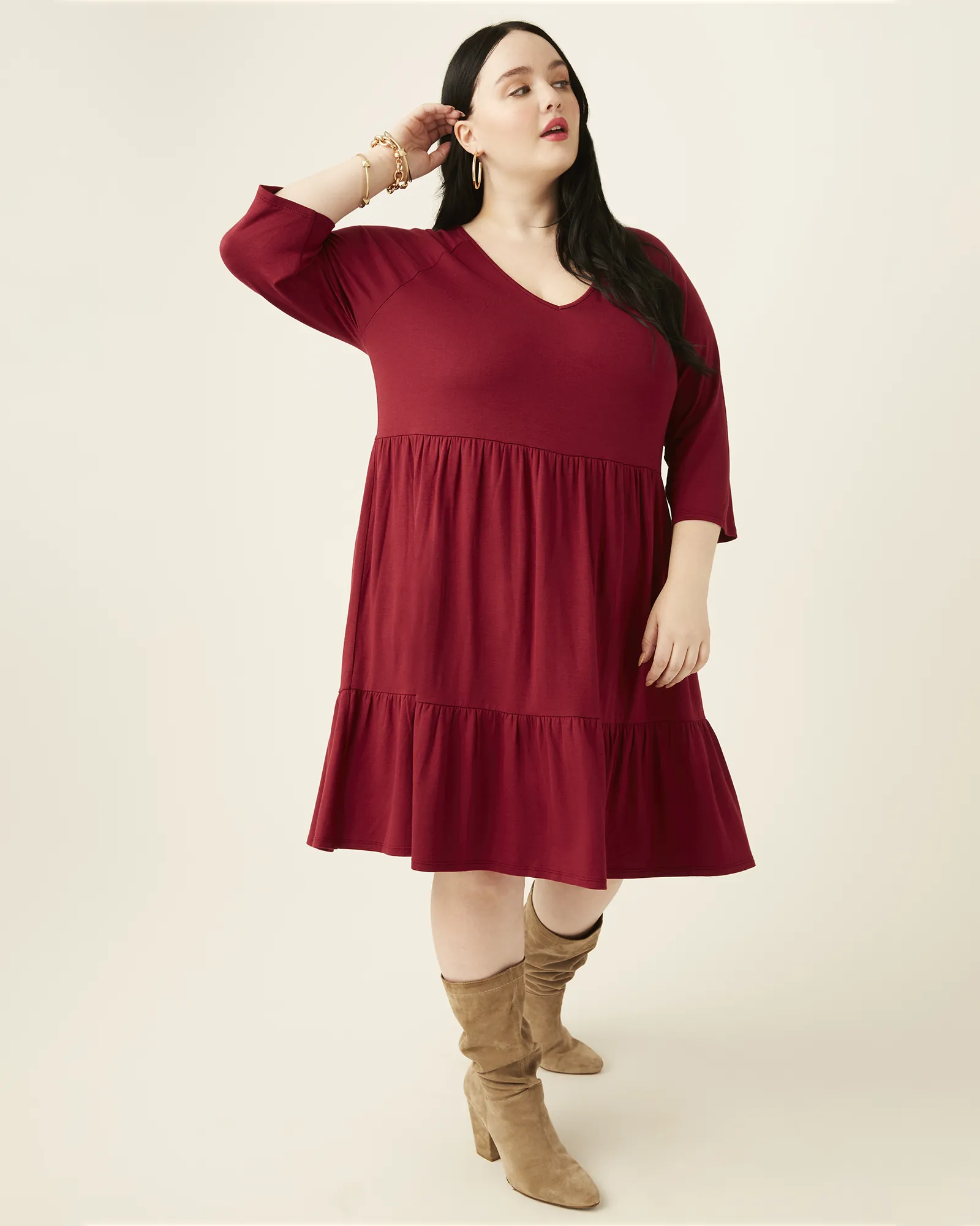 Diana Babydoll Dress | Maroon