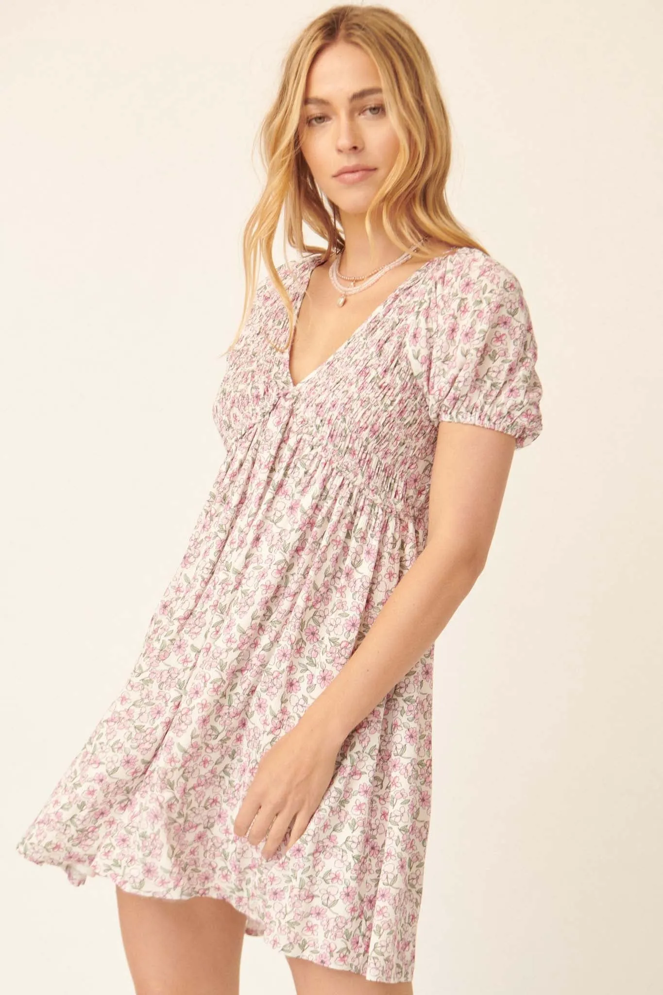 Dream Valley Floral Babydoll Mini Dress