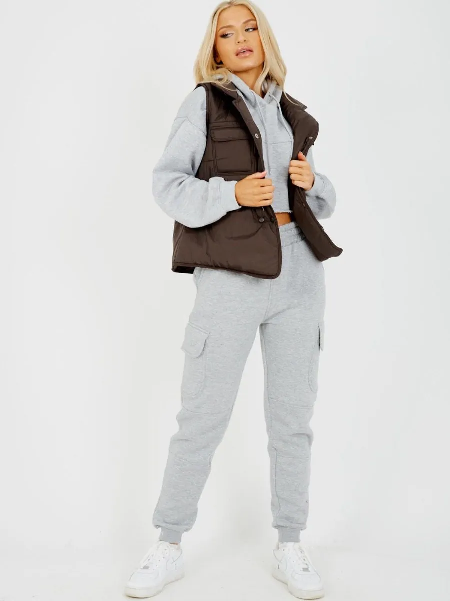 Erinn Padded Gilet Waistcoat In Coffee