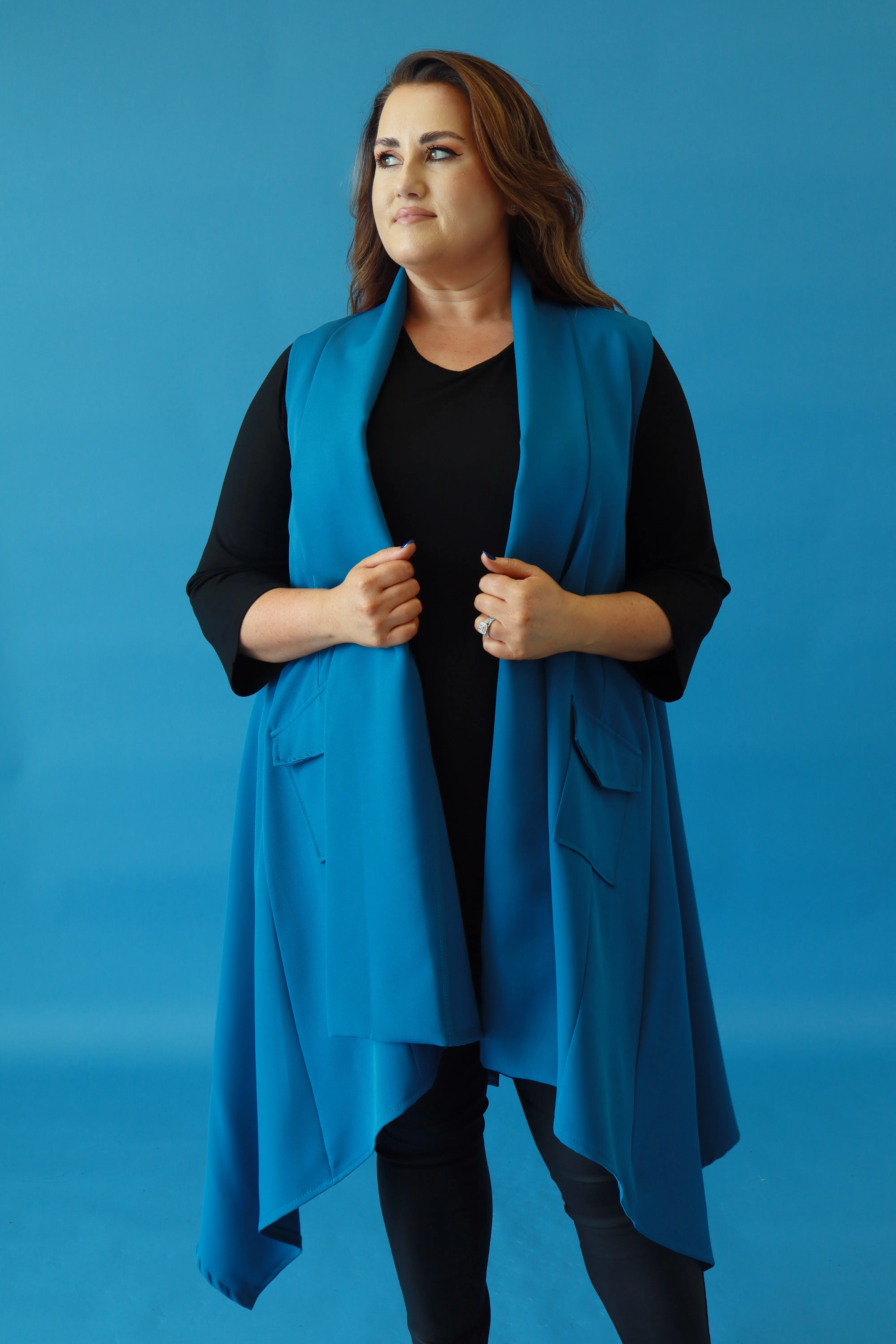 Faye Longline Teal Waistcoat