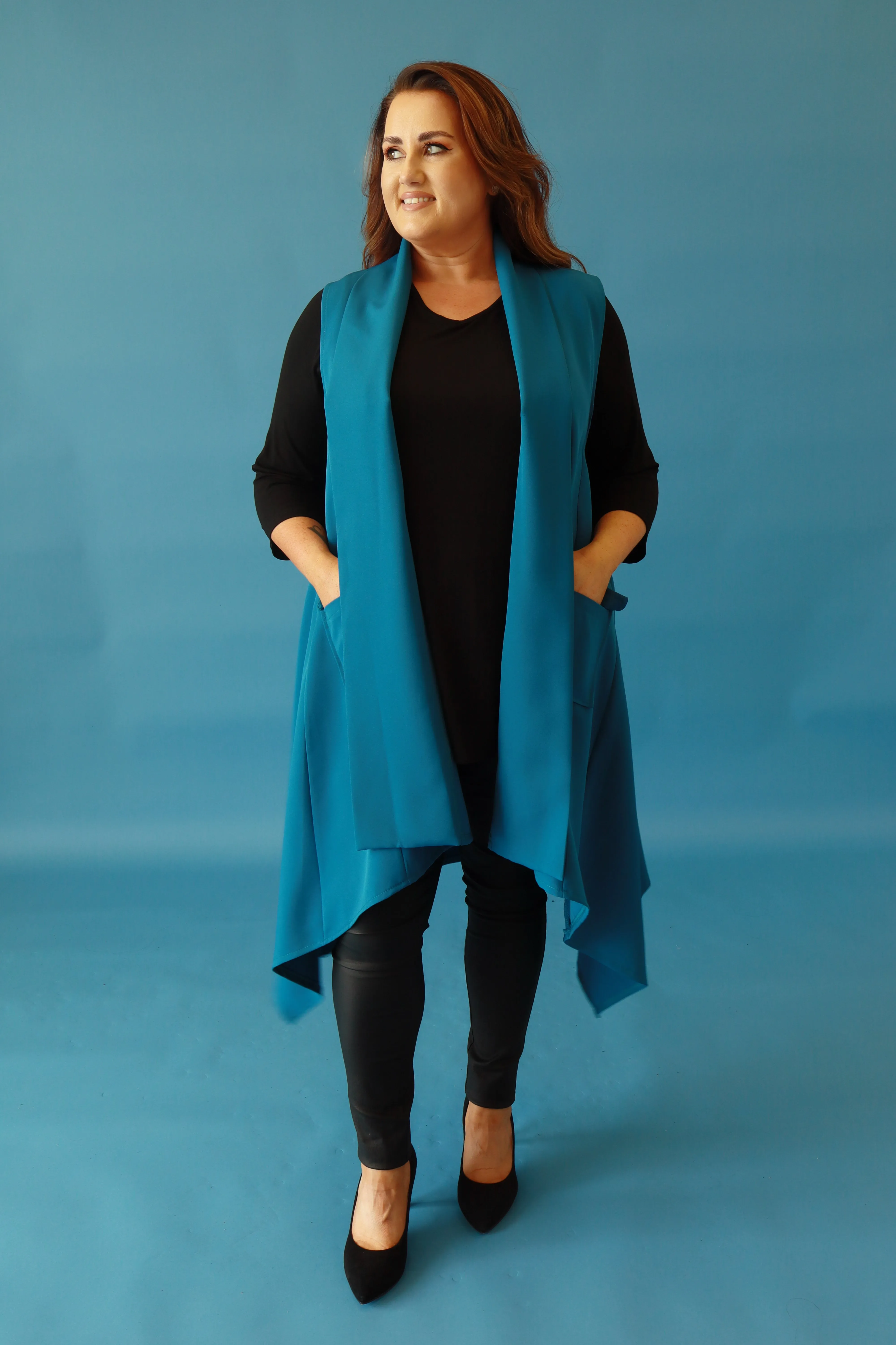 Faye Longline Teal Waistcoat