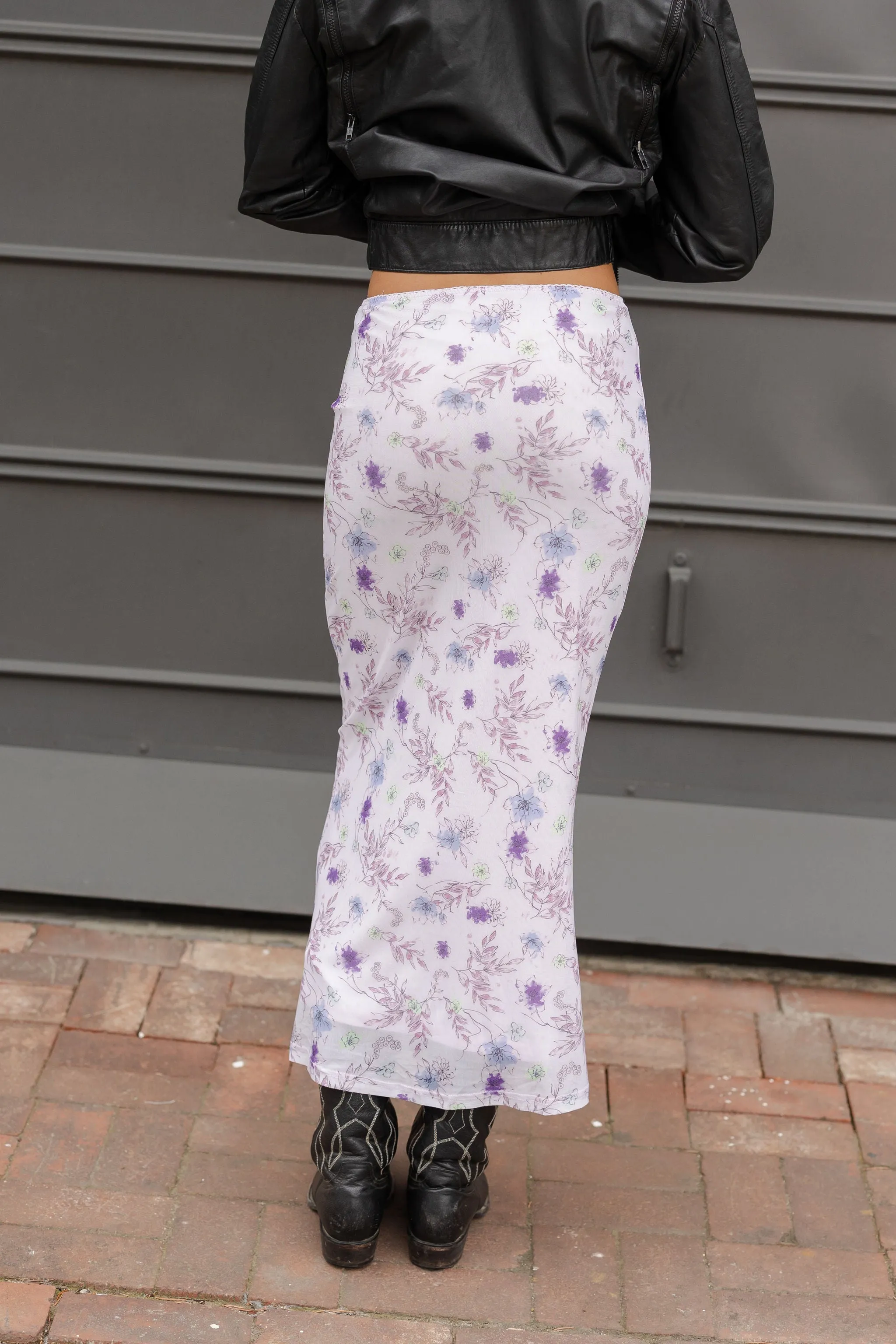 Floral Mesh Maxi Skirt