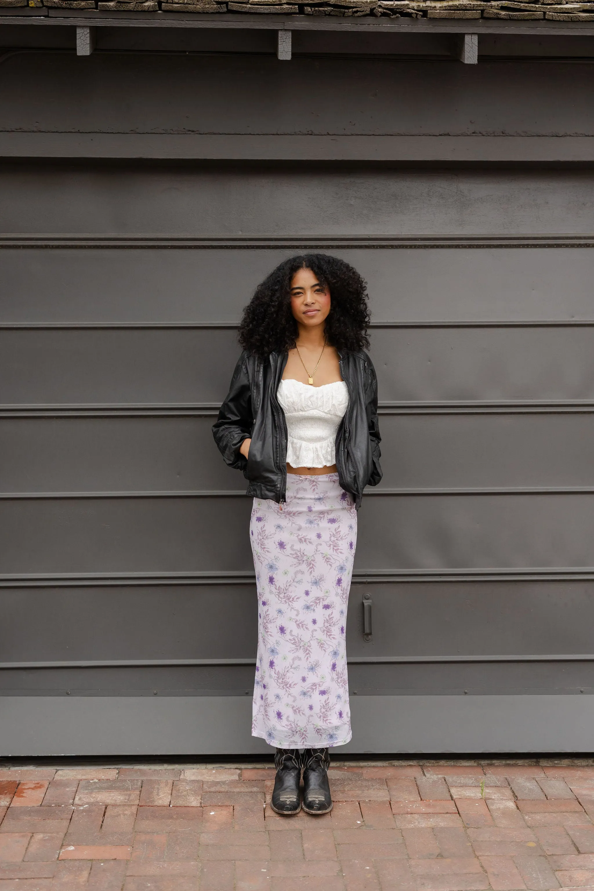 Floral Mesh Maxi Skirt