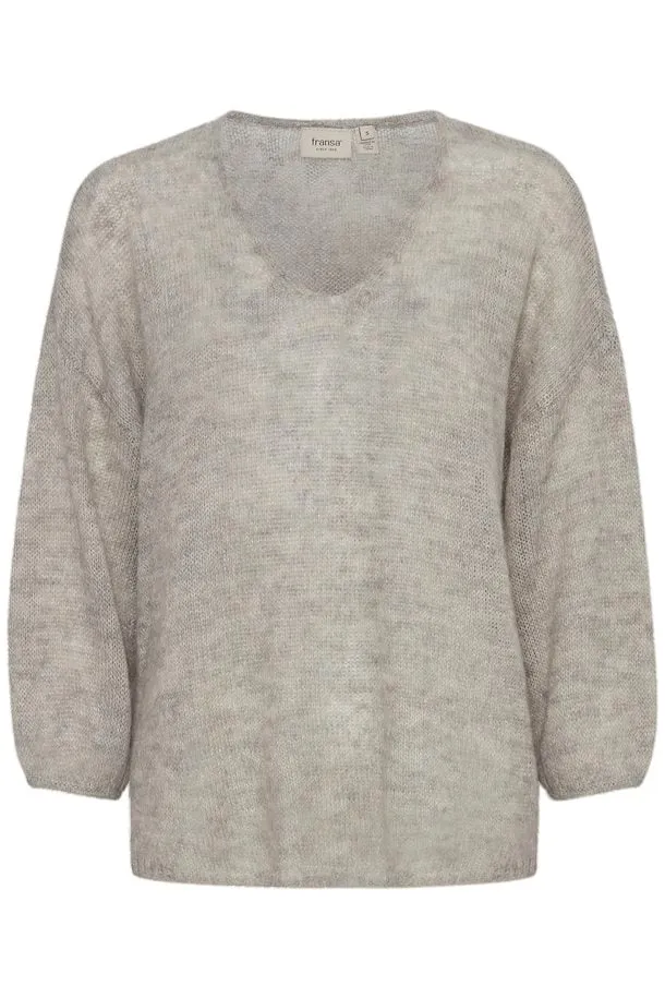 Fransa Sissel Pullover in Light Grey Melange