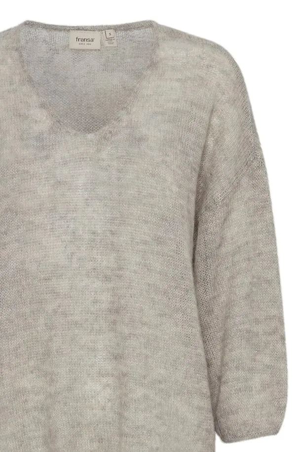 Fransa Sissel Pullover in Light Grey Melange