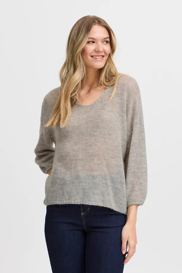 Fransa Sissel Pullover in Light Grey Melange