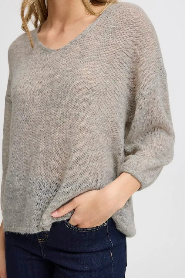 Fransa Sissel Pullover in Light Grey Melange