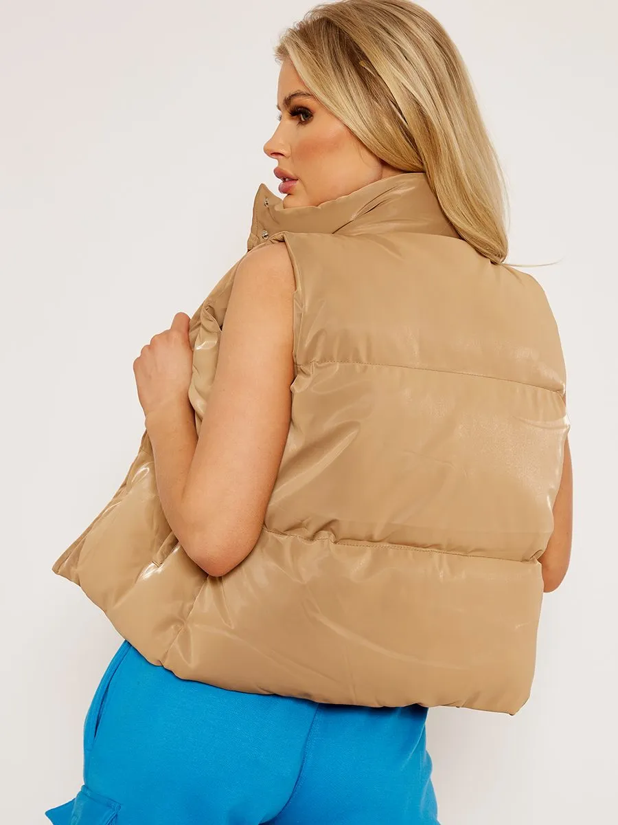 Gabi PU Flex Padded Gilet In Stone