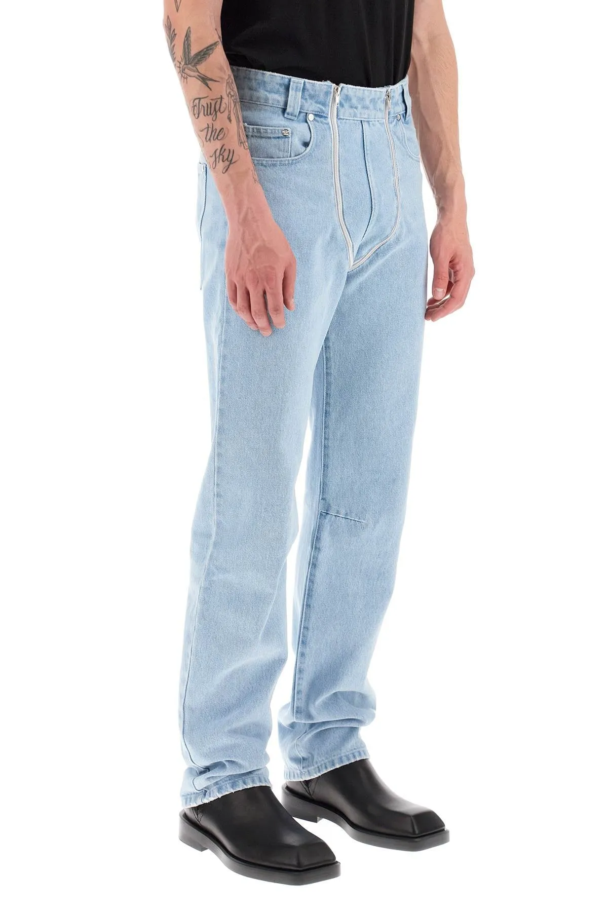 Gmbh straight leg jeans with double zipper