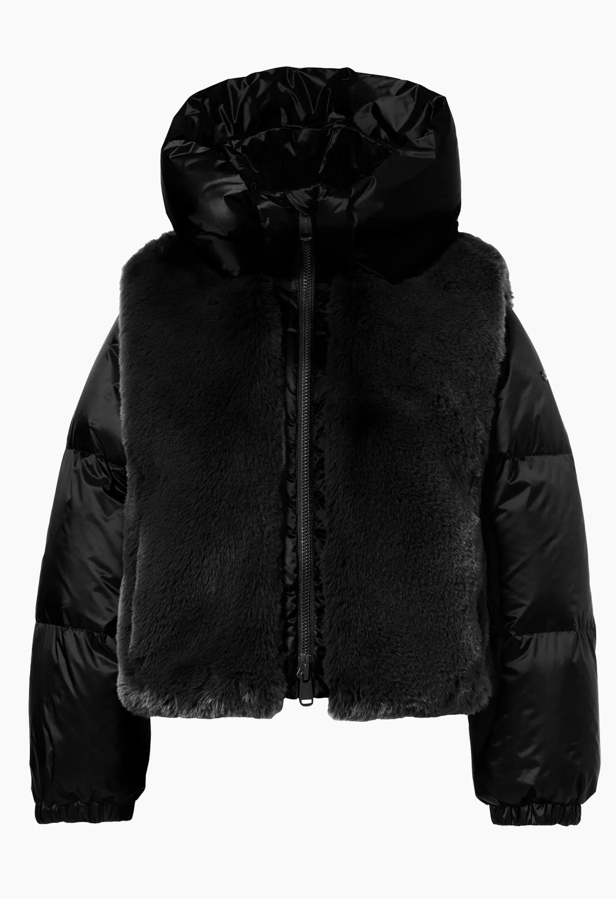 Goldbergh La Reine Down and Faux Fur Ski Jacket in Black