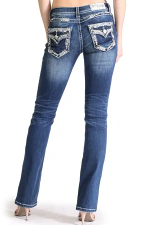 Grace in LA Embellished Rhinestone Low Rise Jeans